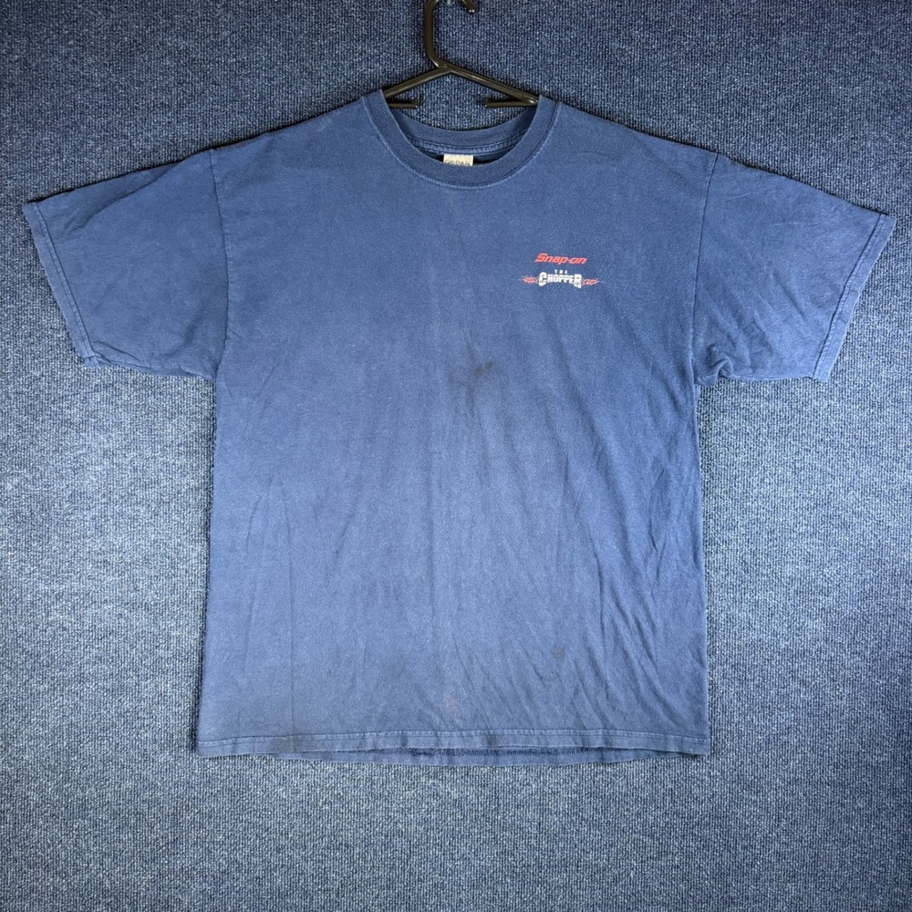 Snap-on The Chopper T-Shirt Mens XL 23.5in Pit Navy Blue Cotton Vintage Y2K